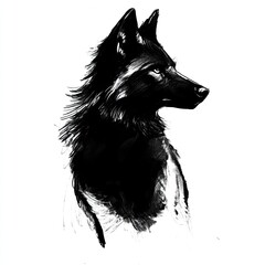  Line drawing dog, black and white