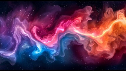 Wall Mural - vibrant abstract nebula swirling in space, with shades of pink, purple, blue, and orange blending seamlessly together, dotted with tiny white stars. ethereal beauty of cosmic event