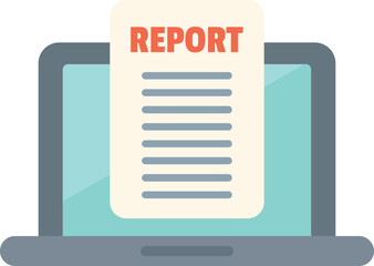 Poster - laptop is displaying a report, symbolizing business analysis, data research, and financial performan