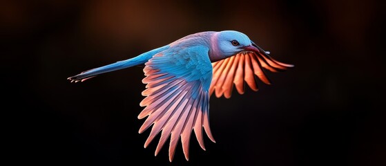 Poster -  A bird in flight with spread wings and tilted head