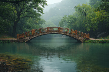 Canvas Print - A split bridge where one side is intact and beautiful, and the other side is broken and in ruins, symbolizing connection versus separation.