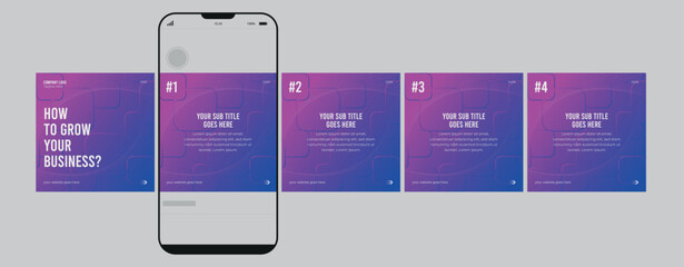 business carousel post template, for advertising, set of carousel post for instagram and linkedin, e