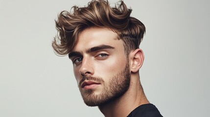 Discover the latest stylish hairstyles for men, showcased against a crisp white backdrop, providing inspiration for designers seeking to elevate their creations with on-trend grooming options. 