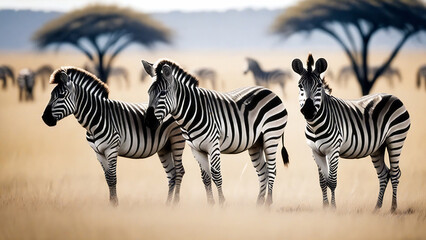 zebras in dry savannah