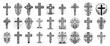 © Luka - collection of hand-drawn christian crosses in black and white vector illustrations