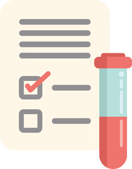 Poster - Medical test result is confirmed with blood sample in test tube and checklist on clipboard