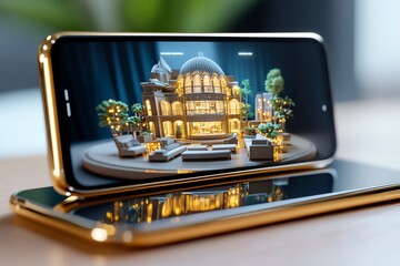 Aufkleber - Digital 3D model of a consumer home shopping experience, with virtual showrooms where users can explore furniture and home dÃ©cor interactively