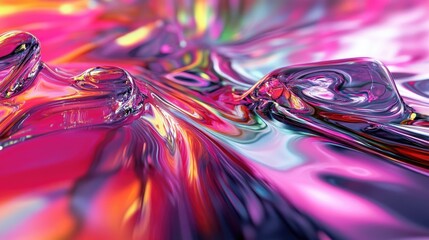 Wall Mural - Abstract liquid background with vibrant colors and iridescent shine.