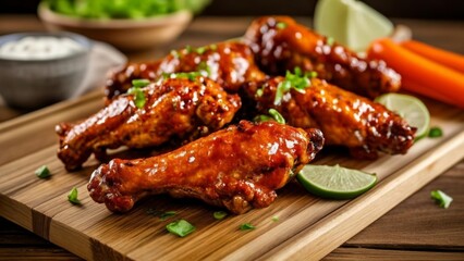 Poster -  Mouthwatering BBQ chicken wings ready to be savored