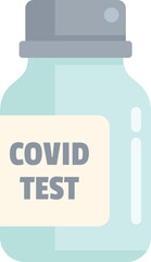 Poster - Simple flat design illustration of a covid 19 test in a transparent jar with a label saying covid test