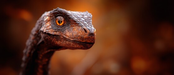 Poster -  A crisp lizard head in focus against a softly blurred backdrop