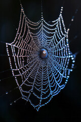 Aufkleber - Close-up of a spiderâ€™s web with dewdrops,