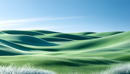 Wall Mural - Abstract harmony of category theory in a vast grassy plain beneath a clear blue sky