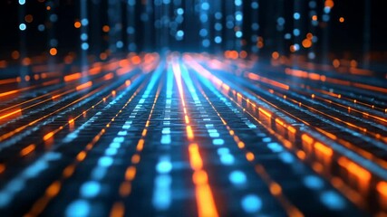 Fototapete - Experience a stunning display of vibrant lights creating a captivating digital atmosphere, resembling cyberspace