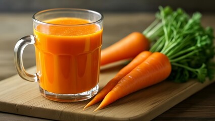 Poster -  Freshly squeezed carrot juice a healthy and vibrant start to the day