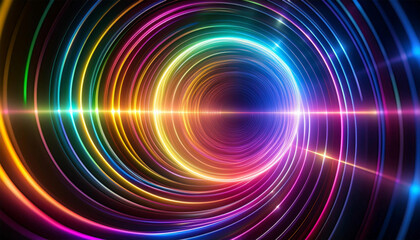 brightly colored image of a circular lines, colored light, illustration.