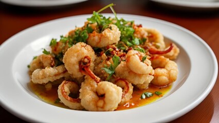 Canvas Print -  Delicious seafood dish ready to be savored