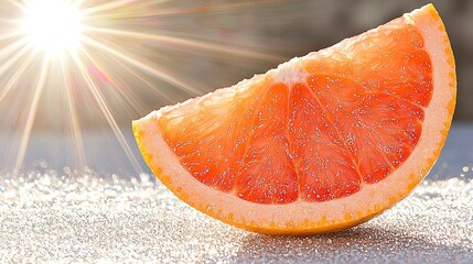 Wall Mural -    a halved grapefruit under the bright sun