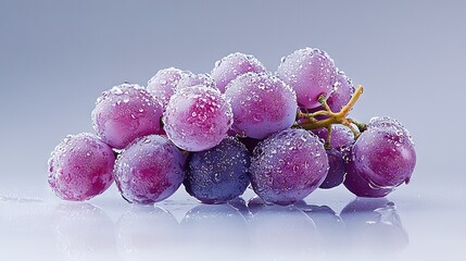 Wall Mural -   A cluster of grapes atop one another, adorned with water droplets on both ends