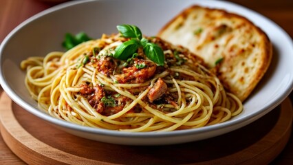 Canvas Print -  Delicious pasta dish ready to be savored