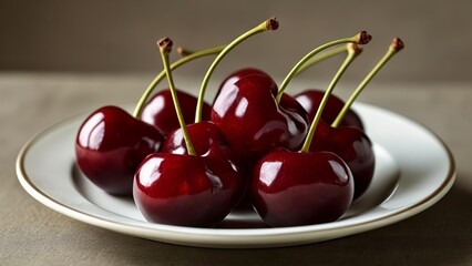 Canvas Print -  Fresh ripe cherries ready to be savored