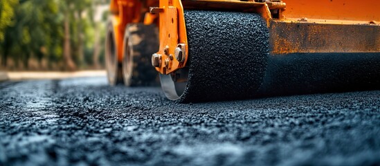 Roller Compactor on Fresh Asphalt