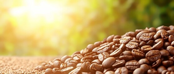  Three piles of coffee beans stacked upon each other