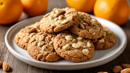 Wall Mural -  Deliciously baked cookies with almonds perfect for a cozy snack