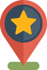 Poster - location pin pointing an important place with a star icon, great for apps or websites