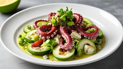 Canvas Print -  Deliciously fresh seafood dish ready to be savored