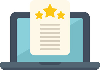 Poster - Laptop displaying a customer review with a five stars rating, illustrating the concept of online feedback and satisfaction
