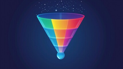 Wall Mural - colorful funnel with a ball at the bottom. the funnel is made up of different colors, and the ball i