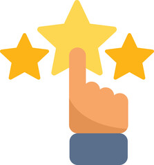 Poster - hand is selecting a five star rating out of five possible stars, giving excellent feedback