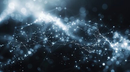 Poster - An Abstract Depiction of Glowing Particles and Interconnected Connections Within Digital Space