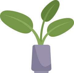Poster - illustration of a houseplant growing in a grey pot, great icon for apps or websites