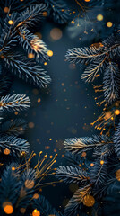 Poster - A blue background with a tree branch and some snow on it