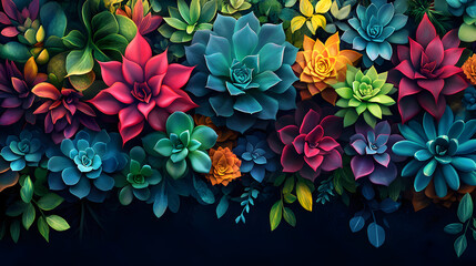 Colorful Succulent Botanical Background