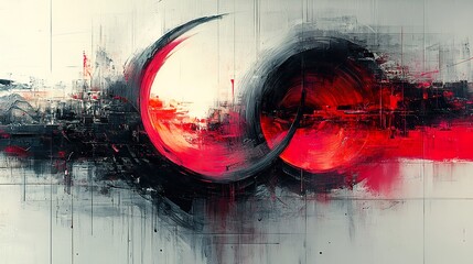 Canvas Print - Abstract Red and Black Swirls: A Bold Expression of Energy