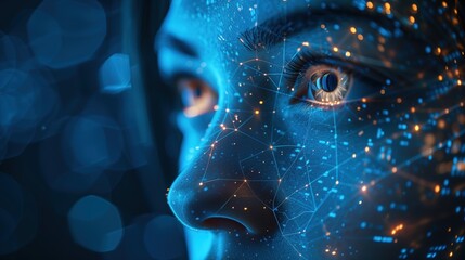 Poster - A stunning digital portrait blending data visualization with technology and art