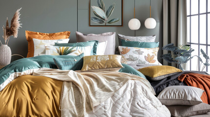 A comparison of modern bedding set designs, focusing on innovative fabrics and textures.