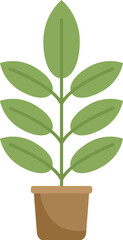 Wall Mural - Simple icon of a growing plant with lush leaves in a terracotta pot