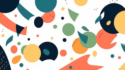 Abstract vector design set featuring colorful shapes and lines in blue, orange, green, red, and yellow against a white background. 