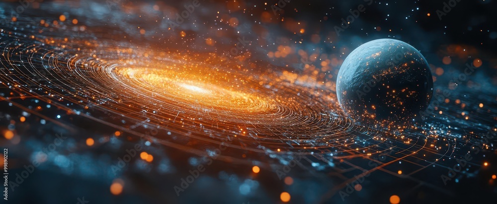 concept of gravity illustrated with visual elements like a planet ...