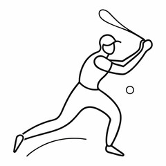  Cricket sport player one line drawing continuous vector illustration