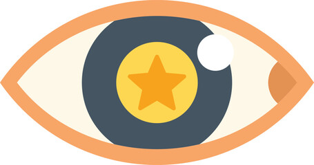 Poster - this vector illustration shows the concept of business vision with an eye looking at a golden star