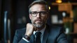 © wrap01 - Portrait of a Confident Businessman in a Suit and Glasses