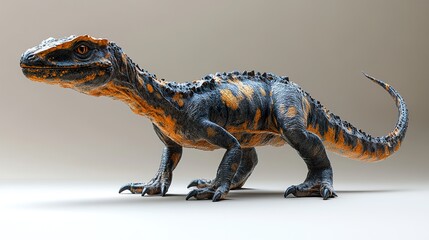 Poster - A Majestic Black and Orange Dinosaur Render