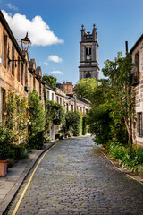 The Circus Lane at the suburb of Stockbridge in Edinburgh, Scotland, UK.