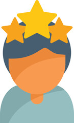 Poster - conceptual illustration of a man having an idea with stars appearing over his head