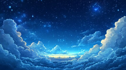 Poster - A Night Sky Above a Sea of Clouds